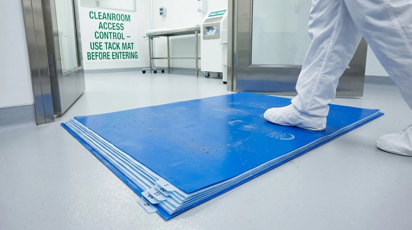 adhesive floor mat for controlled environment