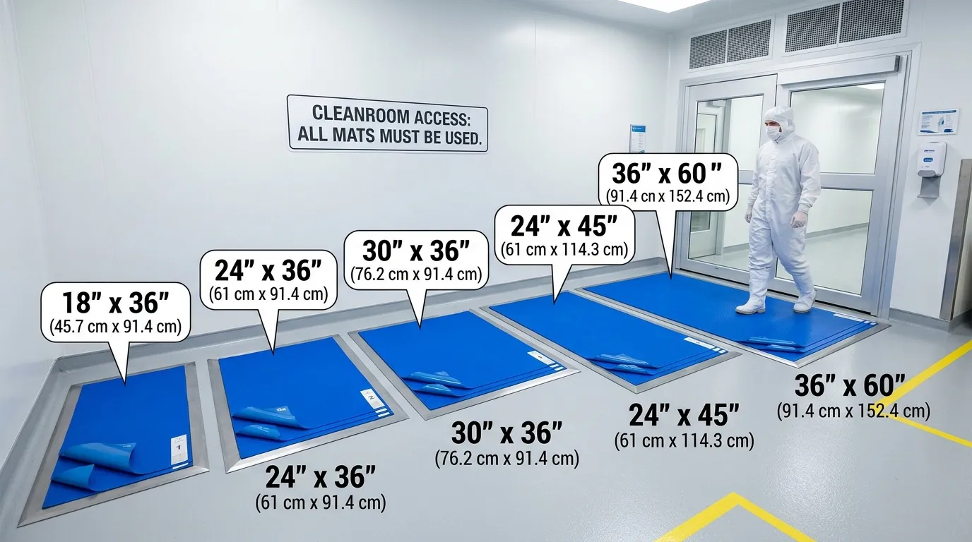 cleanroom sticky mat size guide