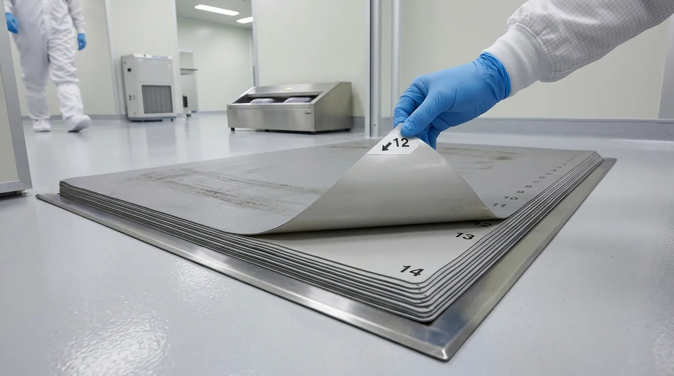 cleanroom tacky mat with peel off layers