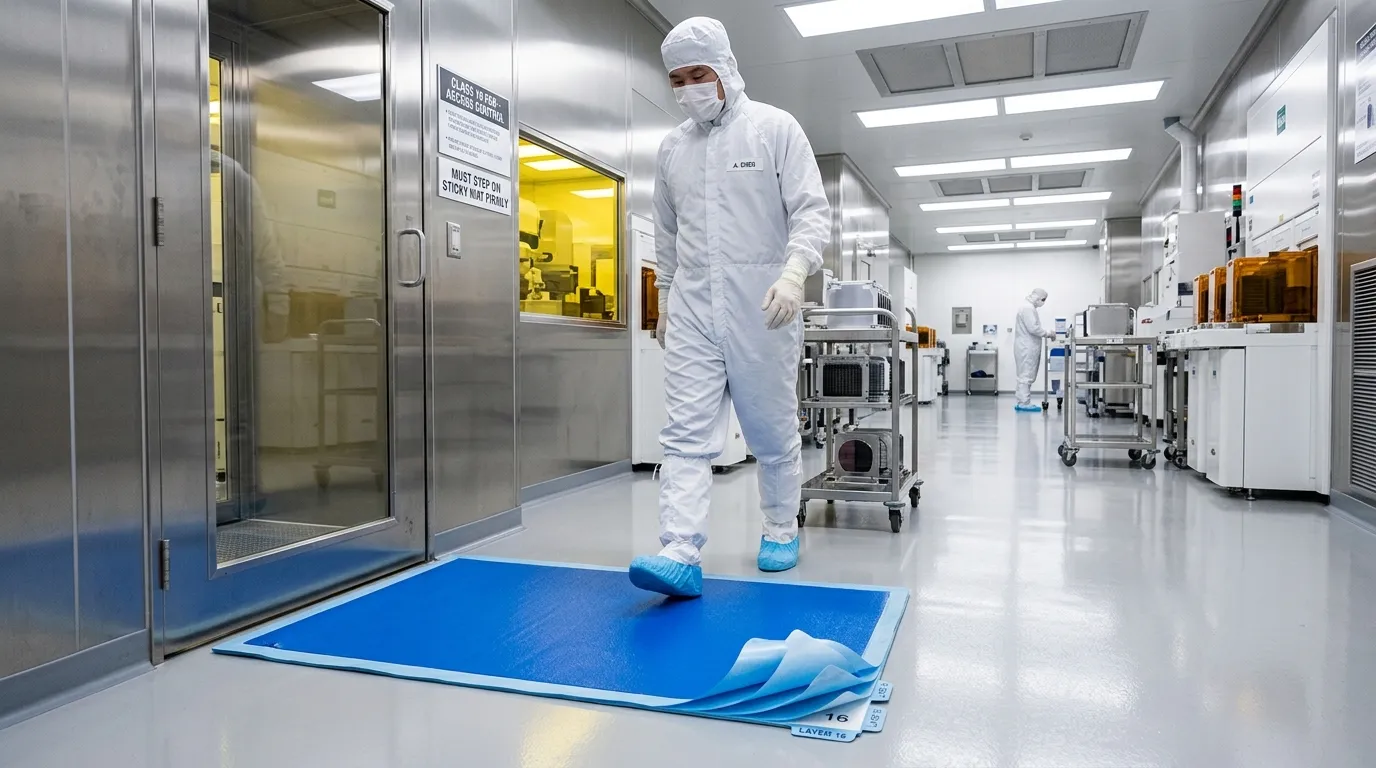 sticky mat for semiconductor cleanroom