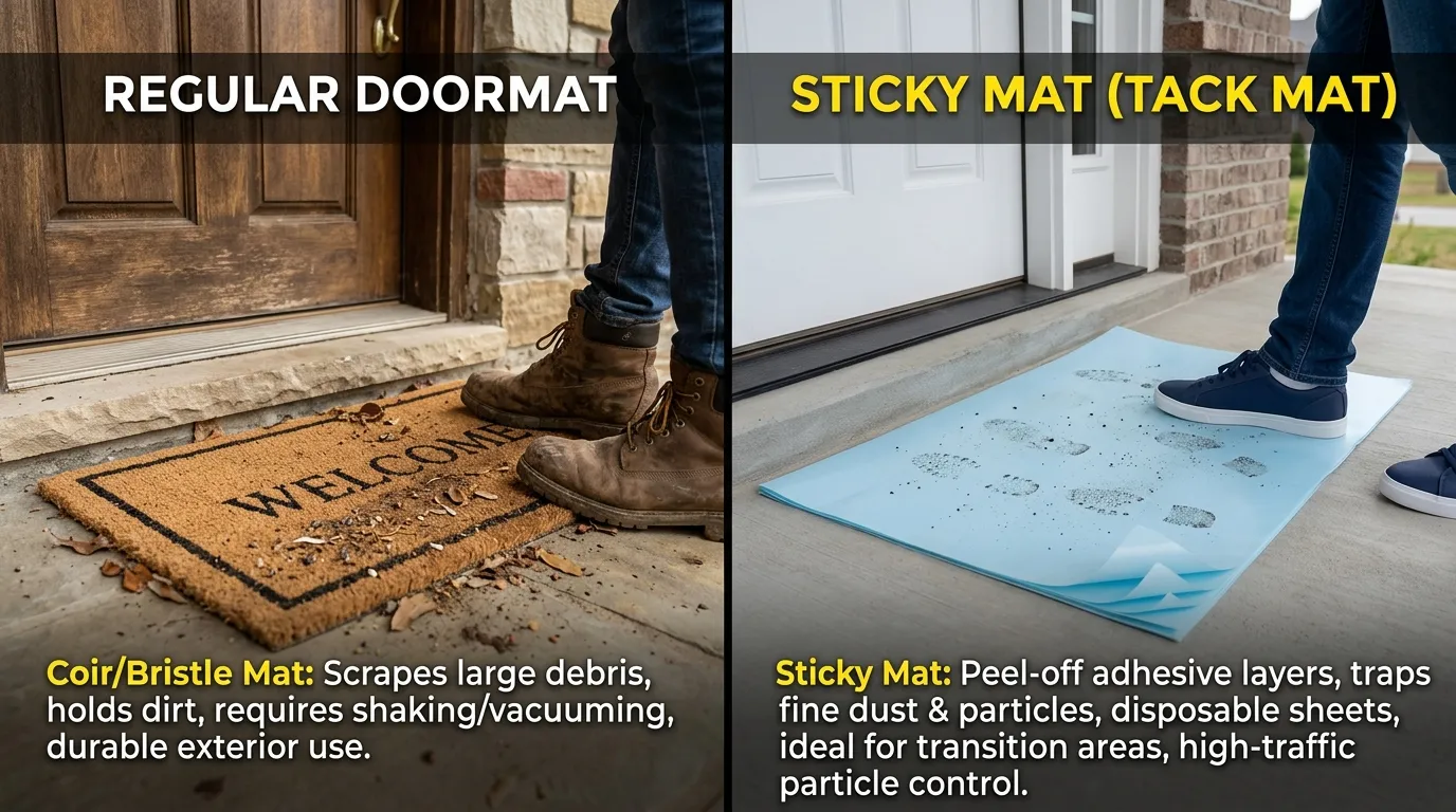 sticky mat vs regular doormat