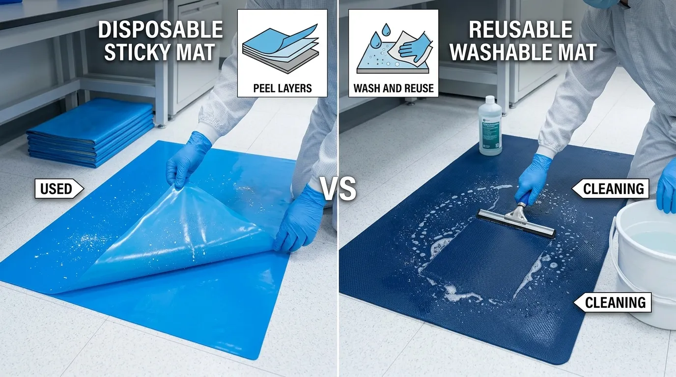 sticky mat vs washable mat