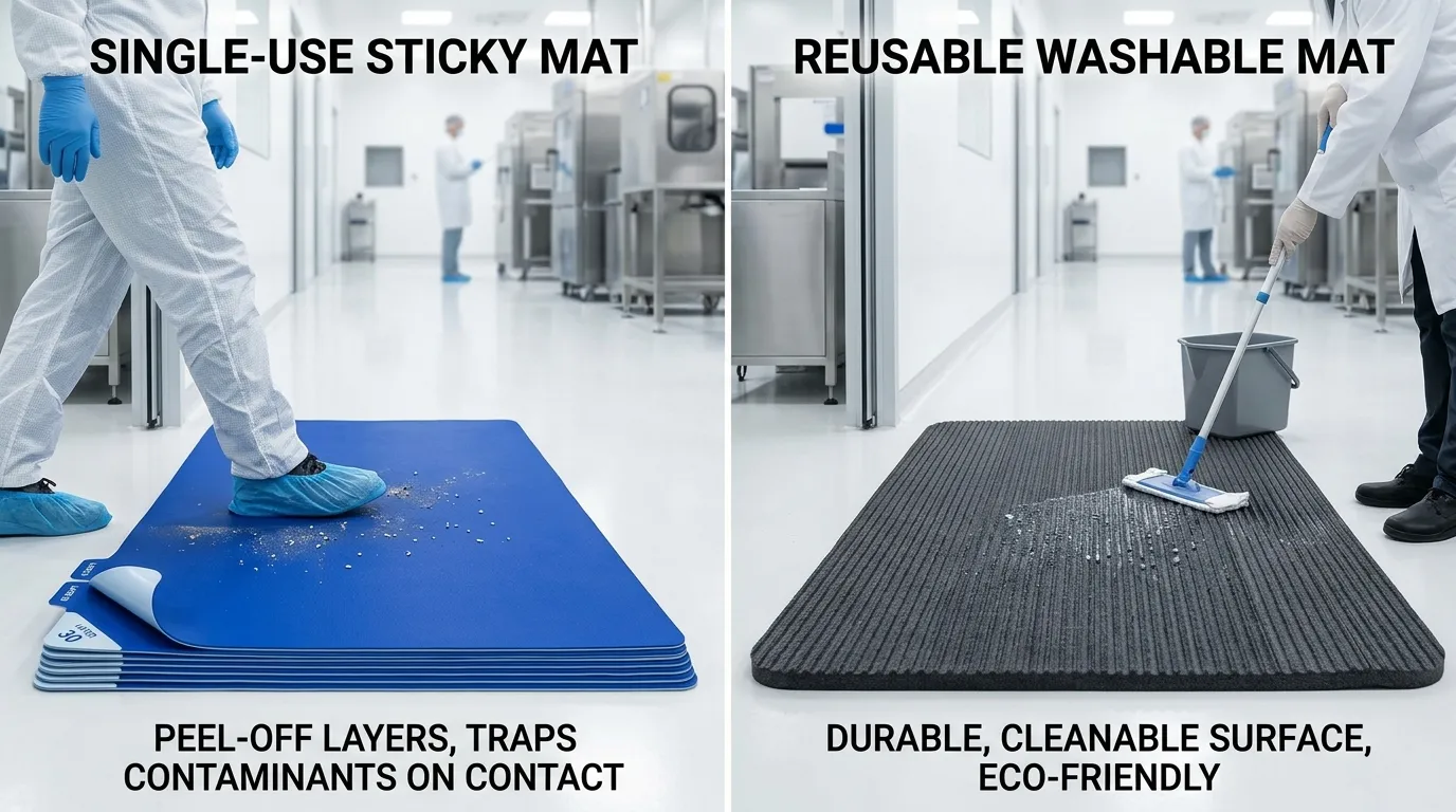 sticky mat vs washable mat