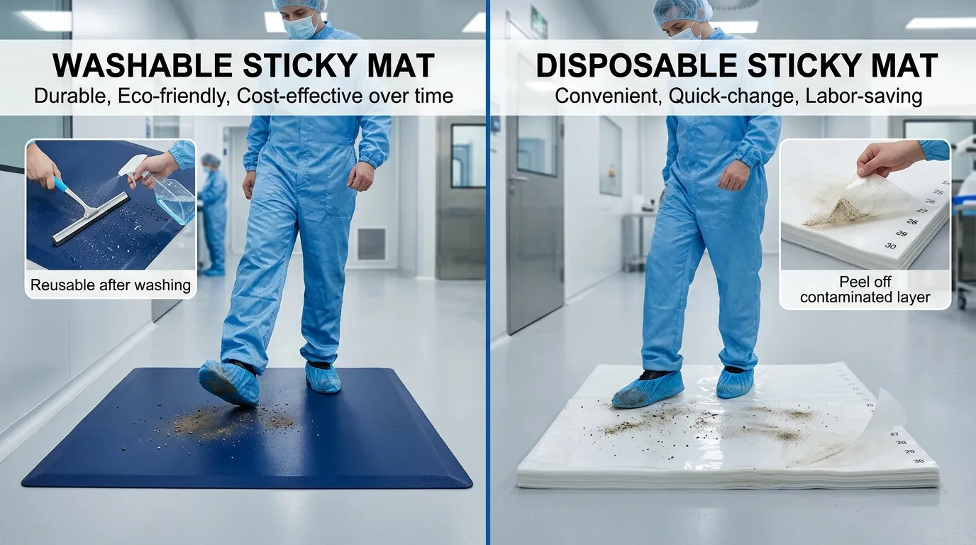 washable vs disposable sticky mat