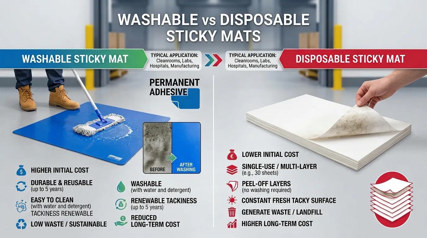washable vs disposable sticky mat