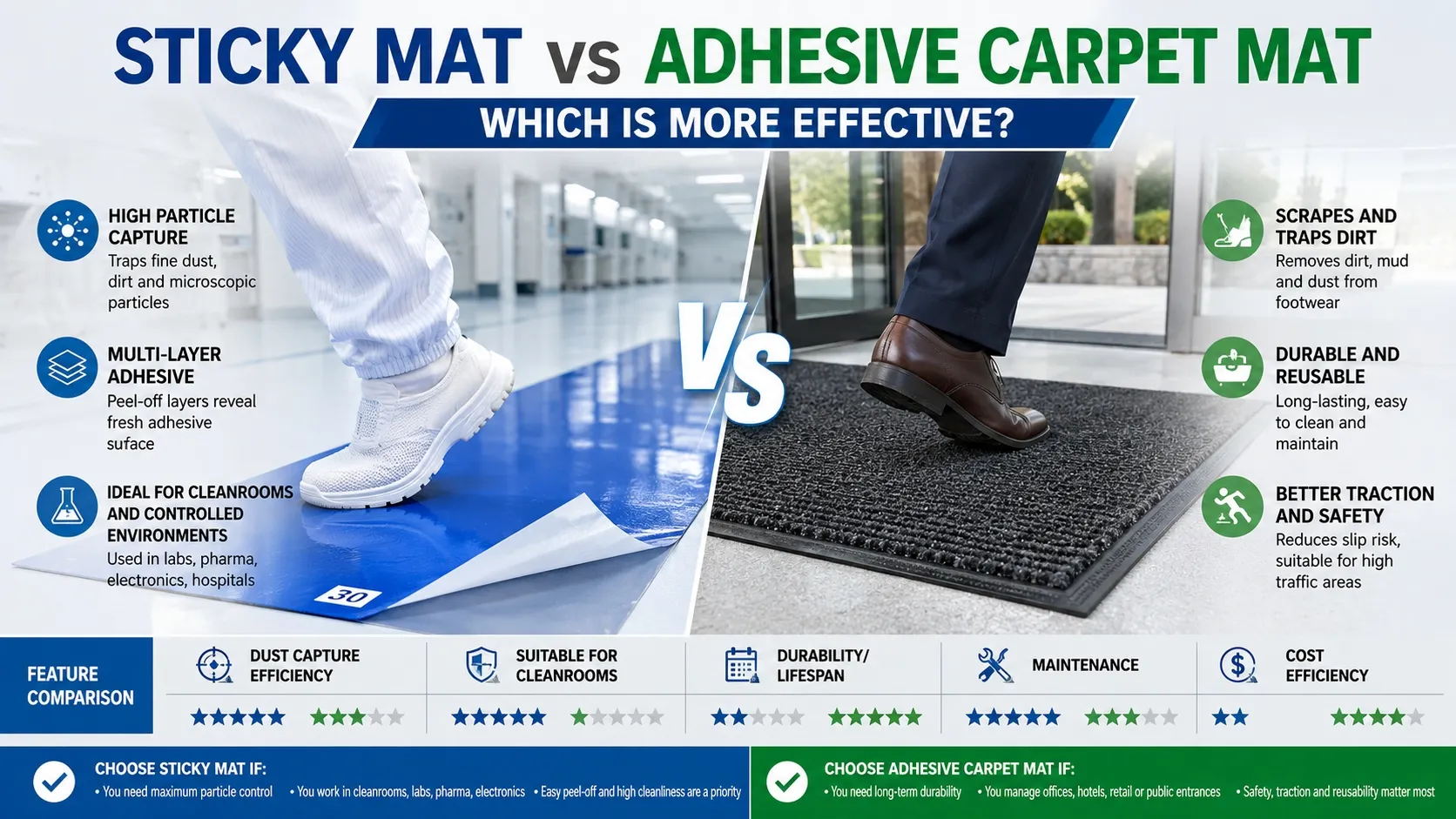 Sticky mat vs adhesive carpet mat which is more effective
