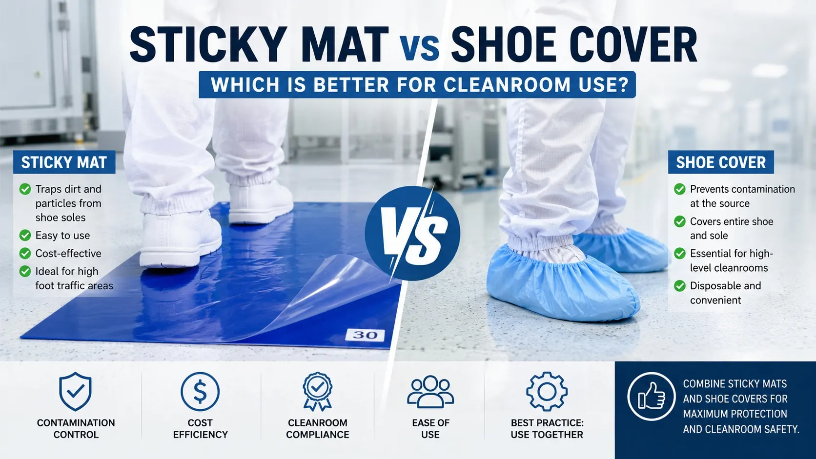 Sticky mat vs shoe cover which is better for cleanroom use