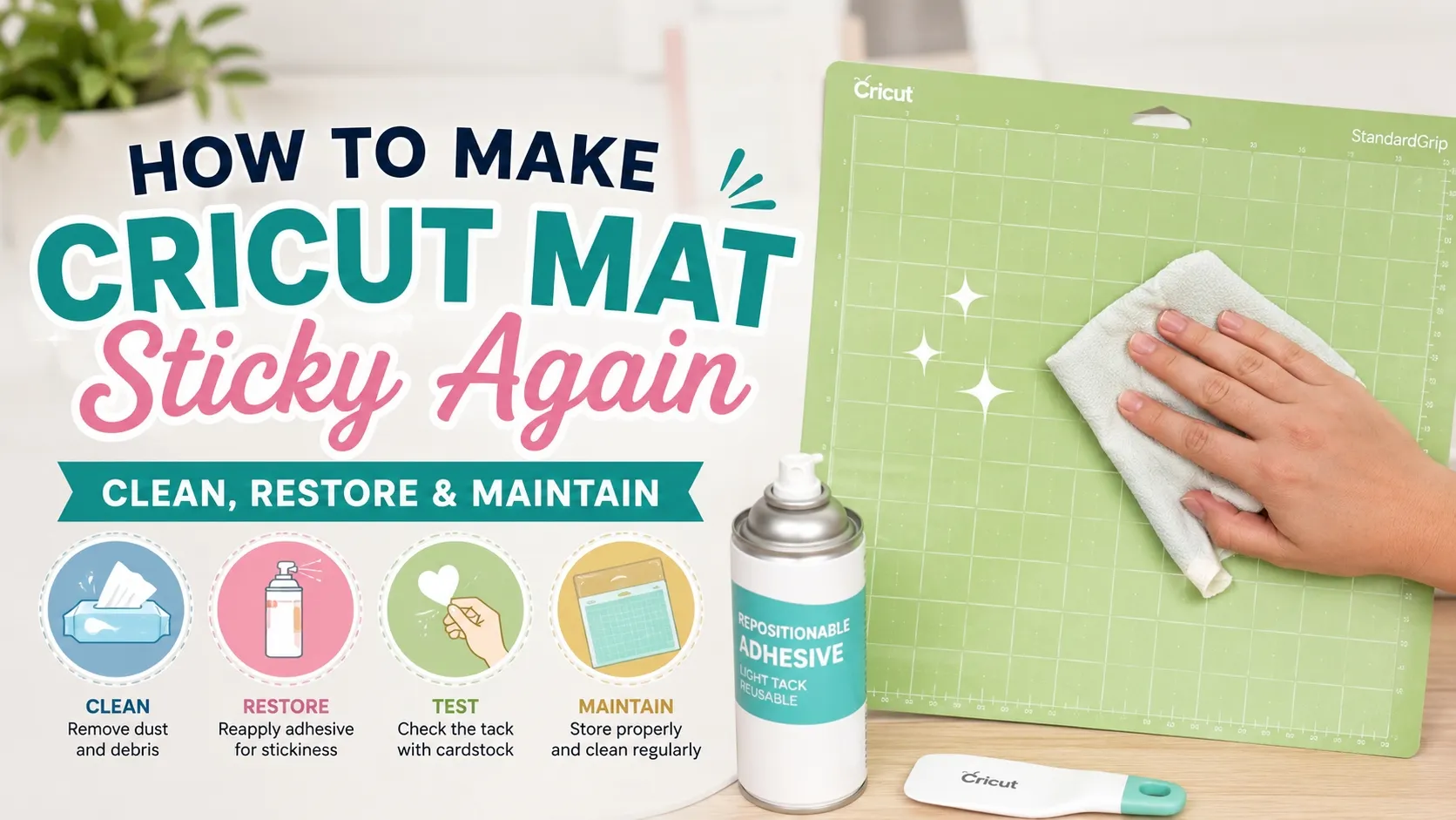 how to make cricut mat sticky again