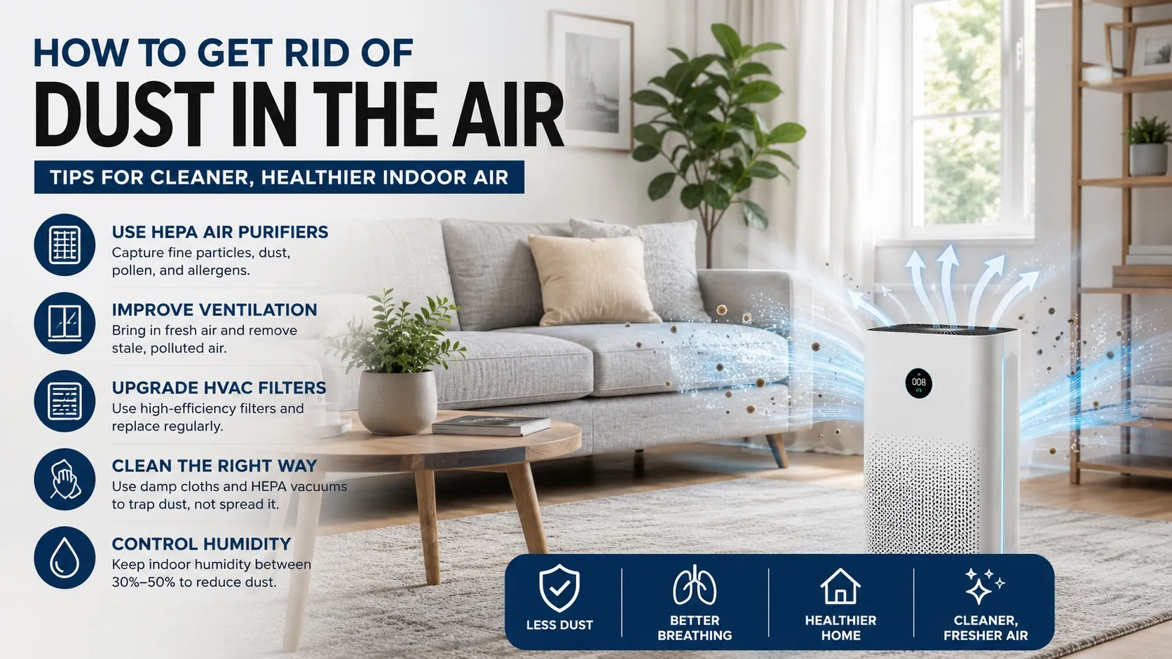 how to remove dust particles from air